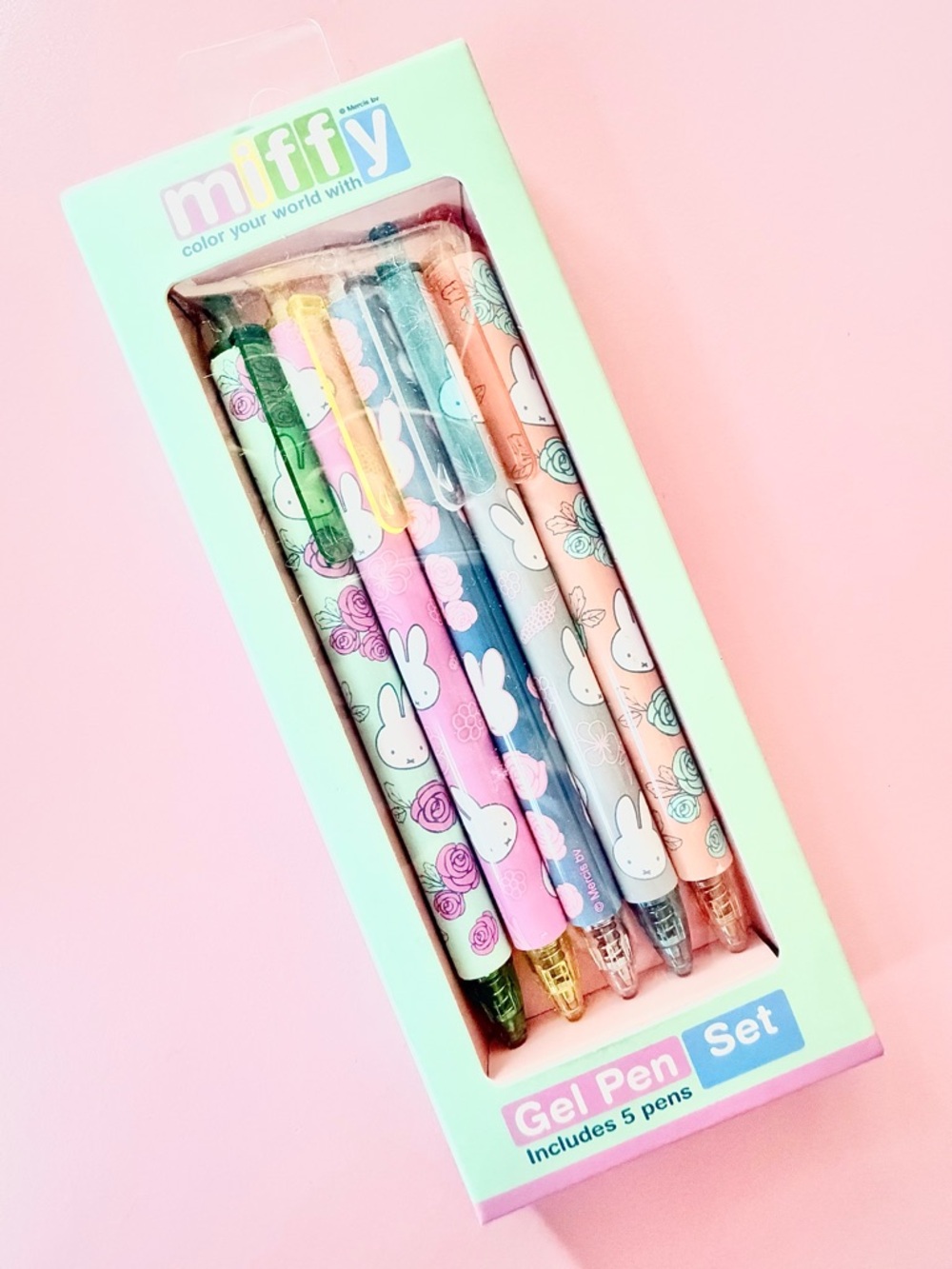 miffy Pastel Gel Pen Set - Mint, Pink, Blue, Peach, Lavender
